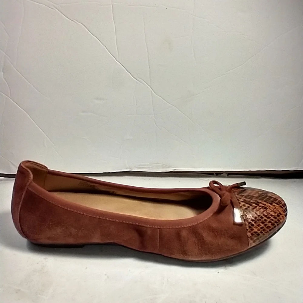 Vionic Spark Minna Brown Suede Snakeprint Ballet Flats Women's sz 7.